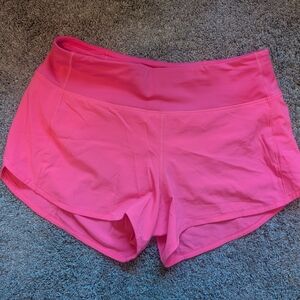 Lululemon Hot Highlighter Pink Speed Shorts Size 8 NWOT 4"